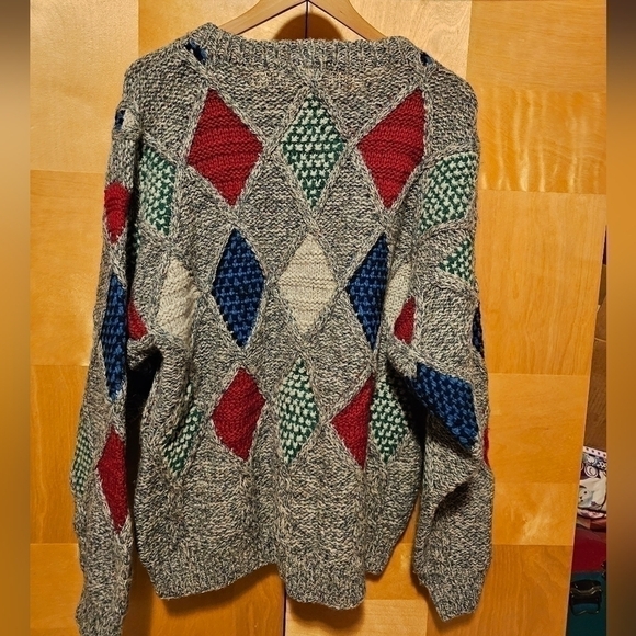 Vintage Y2K Boundary Waters Wool Blend Grandpacore Argyle Sweater XL - Picture 3 of 5